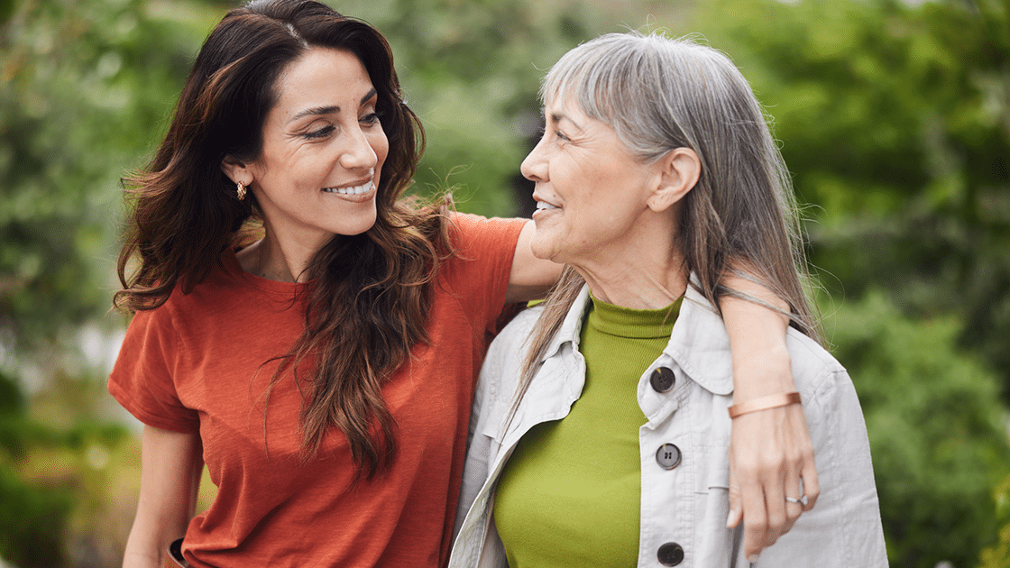 two women talking